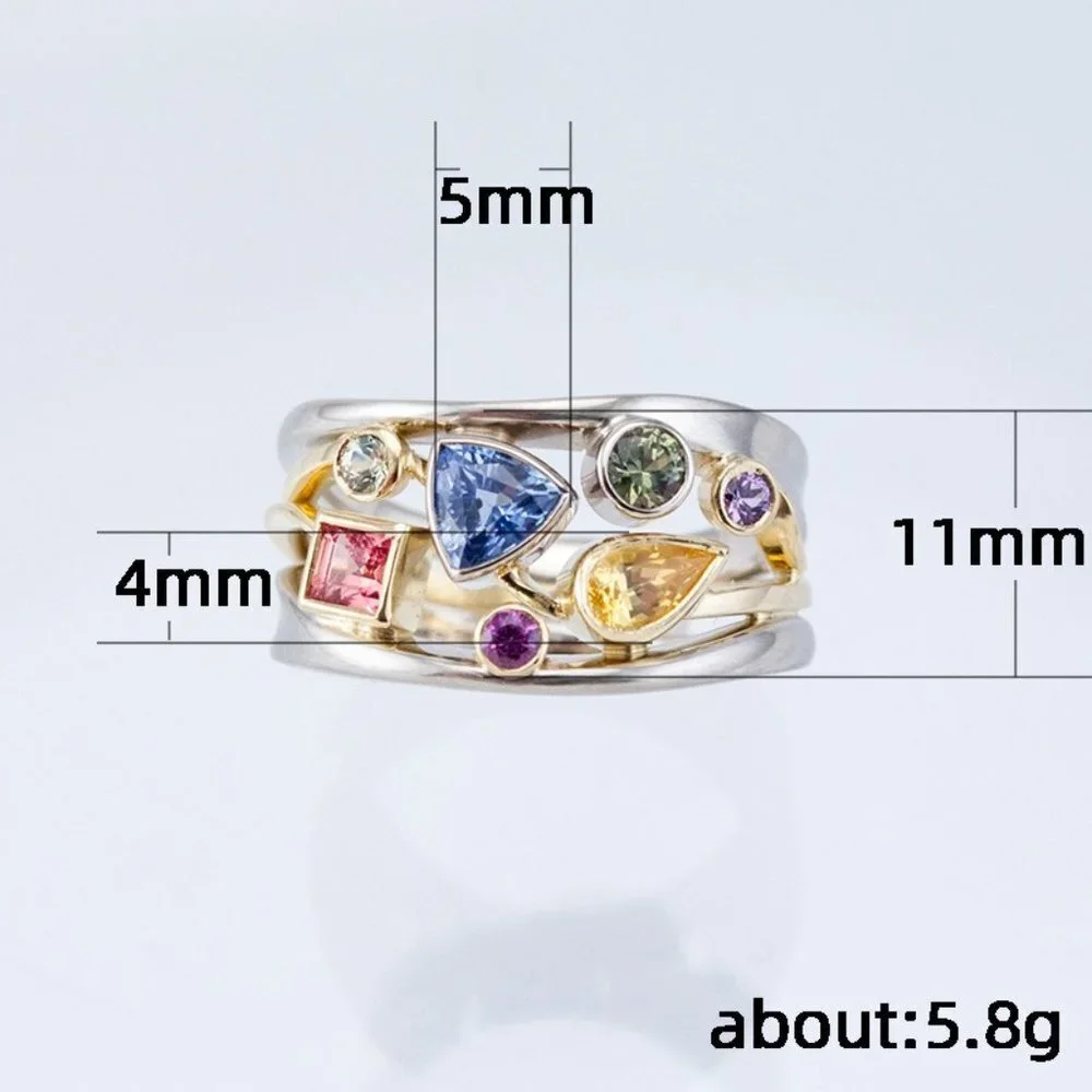 😍Multi Color Stone 925 Silver Ring for Women, F032 (LIMITED EDITION!!)